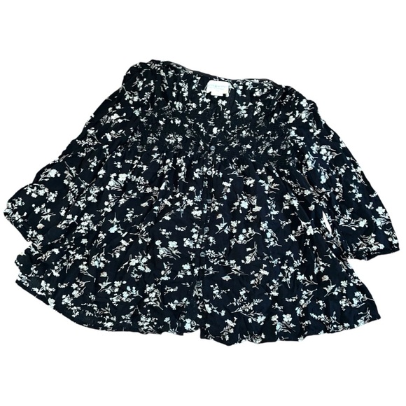 Denim & Supply Ralph Lauren Tops - Denim & Supply Ralph Lauren Women’s Shirt Size Small Black Floral Smocked Boho